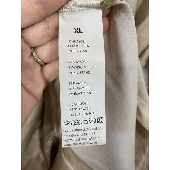 Ploumanac'h Women's XL Beige Long Sleeve Collared Popover Top Distressed Blouse - Picture 7 of 7